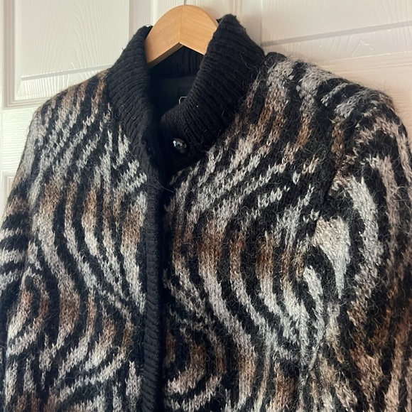 Vintage 80s Rochelle California Mohair Blend Animal Print Full‎ Zip Jacket, Sz M - Picture 4 of 12